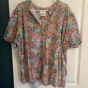 Liberty puff sleeve button up shirt